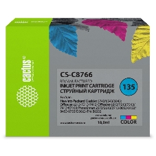 Картридж струйный Cactus CS-C8766 №135 многоцветный (18 мл) для HP DJ 5743/6543/6843/DJ 6213/7313/7413/6313/7213/7313/7413/K7103/PS 2573/2613/2713/8053/8153/8453/8753/D5063/Pro B8353