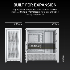 Компьютерный корпус без блока питания Corsair Frame 4000D, Midi-Tower, TG, no fan, 2xUSB-A 3.2, 1xUSB 3.2 Type-C, E-ATX, ATX, mATX, mITX White
