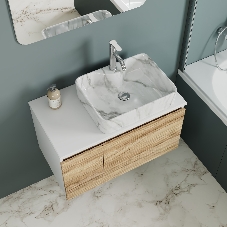 Комплект: тумба Bau Dream Blackwood 80, раковина прямоугольная BAU Cerama 48х37, мрамор, смеситель Hotel Dream, нерж сталь, выпуск клик клак хром