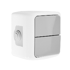 Выключатель 2-кл. открытой установки IP54 10А, бело-серый 