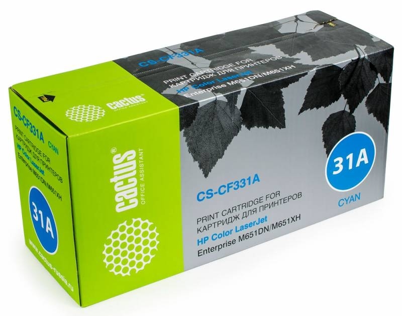Картридж лазерный Cactus CS-CF331A голубой (15000 стр.) для HP Color LaserJet M651dn/M651n/M651xh