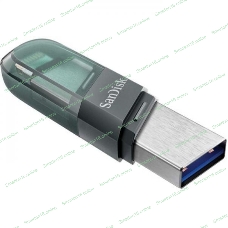 Флешка USB Sandisk IX90N iXpand Flip (SDIX90N-064G-GN6NN), 64Gb, USB 3.1/Lightning, R/W 150/70, зеленый/серебристый