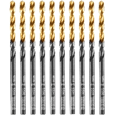 Сверло по металлу Denzel 3 мм, HSS-Tin, Golden Tip, 10 шт.