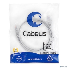 Шнур коммутационный Cabeus, cat.6a, неэкр., U/UTP, RJ45/RJ45, LSZH, AWG24, 1м, серый