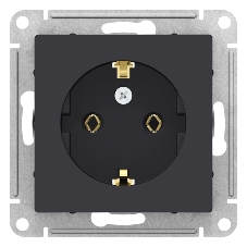 Механизм розетки 1-м СП AtlasDesign с заземл. 16А карбон SchE ATN001043