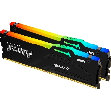 Оперативная память Kingston Fury Beast, DDR5, 64Gb (2x32Gb), 6000MHz, CL30, DIMM, с радиатором, RGb, черный