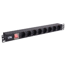 Блок розеток 19 (8шт)PDU с LED выкл.алюм.профиль 1U шнур 2м вилка DIN49440 (нем.станд.) PH12-8D1 ITK