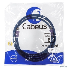 Патч-корд Cabeus PC-SSTP-RJ45-Cat.8-2m-LSZH S/FTP, кат.8 (40G, 2000 MHz), 2xRJ45/8p8c, экранированный, синий, LSZH, 2 м