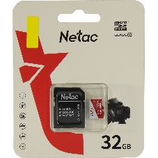 Флеш карта Netac P500 ECO 32Gb MicroSDHC C10 up to 80Mb/s, retail pack with SD Adapter