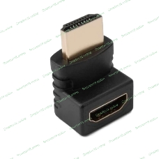 Переходник GoPower HDMI (m)-HDMI (f) угловой 4K 60Hz черный в пакете (1/500)