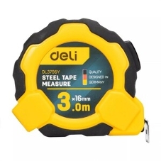 Рулетка Deli DL3795 3мx16мм, Автостоп, ударопрочный корпус, метрическая