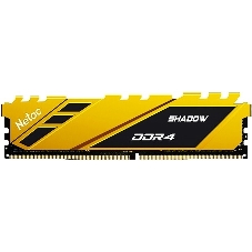Оперативная память NETAC Shadow, DDR4, 8GB (1x8GB), 3200MHz, CL16, DIMM, с радиаторами, желтый