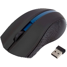 Мышь беспроводная HIPER HOMW-074 черный/синий, 1000 dpi, радиоканал, USB, кнопки - 3