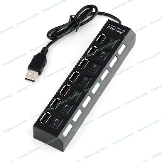 Концентратор USB 2.0 Gembird UHB-U2P7-02, 7 портов, питание, блистер
