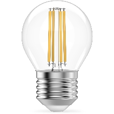Лампа светодиодная филаментная Gauss Filament 8Вт цок.: E27 шар св. свеч. бел. нейт. (упак.: 10 шт)