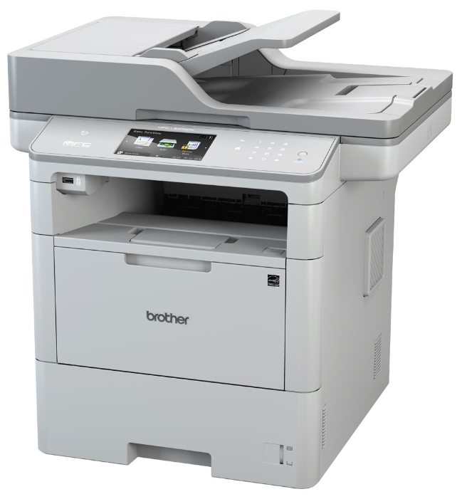 МФУ лазерное Brother MFC-L6900DW, лазерный принтер/сканер/копир/факс A4, 50 стр/мин, 1200x1200 dpi, 1024 Мб, дуплекс, ADF80, подача: 570 лист., вывод: 150 лист., Post Script, Ethernet, USB, Wi-Fi, цв. ЖК-дисплей (старт.к-ж 12000 стр)