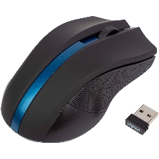 Мышь беспроводная HIPER HOMW-074 черный/синий, 1000 dpi, радиоканал, USB, кнопки - 3
