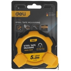 Рулетка Deli DL3796 5мx19мм, Автостоп, ударопрочный корпус, метрическая
