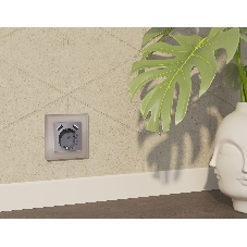 Комплект механизма электрической розетки ALFA Сталь матовый 2USB A+A 18W (быстрая зарядка) с/з QUANT (AP5090, VM155) MA509010