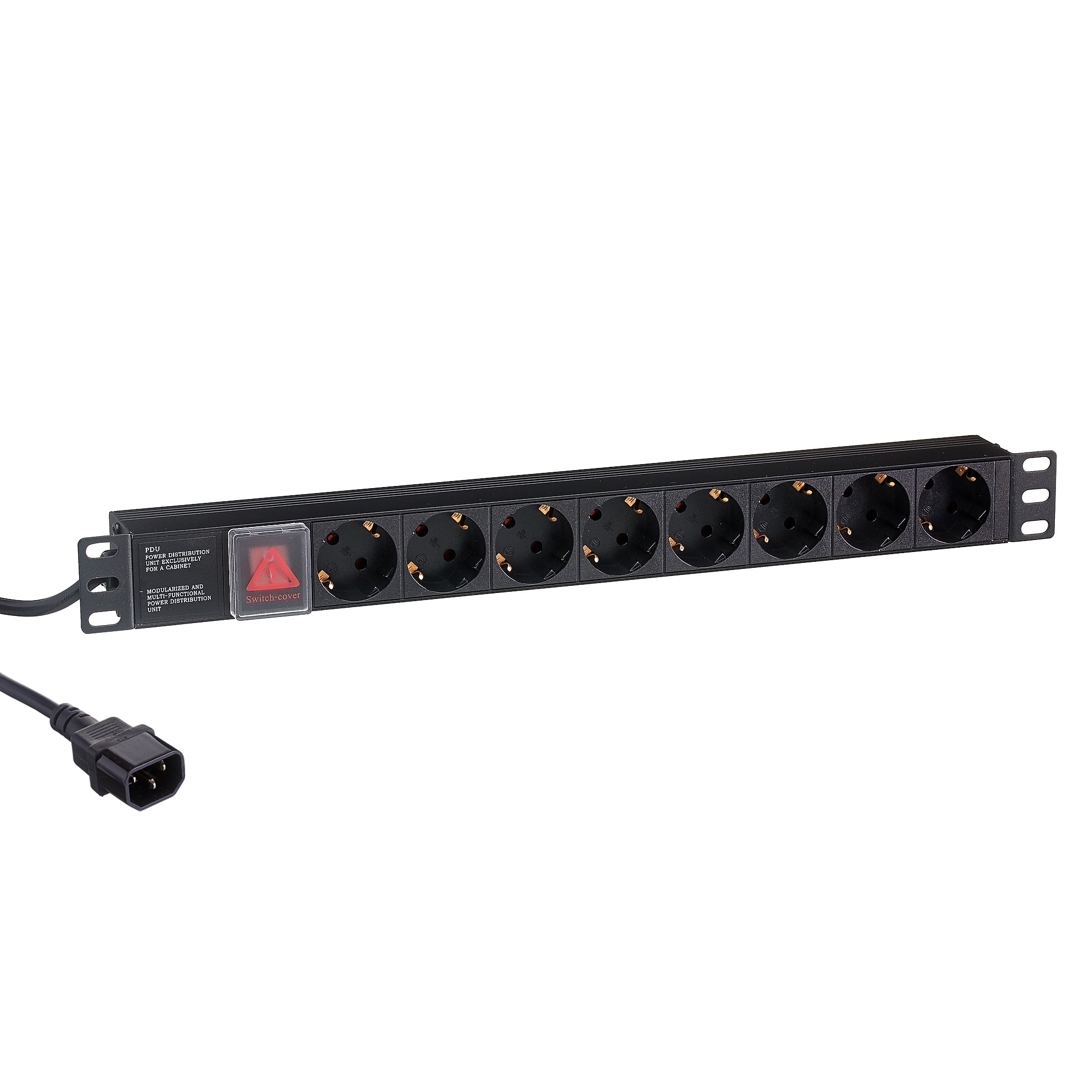 Блок розеток с выключателем с подсветкой и кабелем с вилкой C14 ExeGate ServerPro PDU-19H806 Al-8S-C14-3CU-SW (19