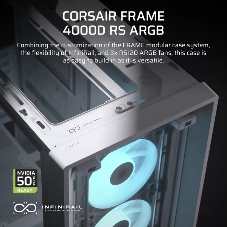 Компьютерный корпус без блока питания Corsair Frame 4000D RS ARGb, Midi-Tower, TG, 3x120мм ARGb, 2xUSB-A 3.2, 1xUSB 3.2 Type-C, E-ATX, ATX, mATX, mITX White
