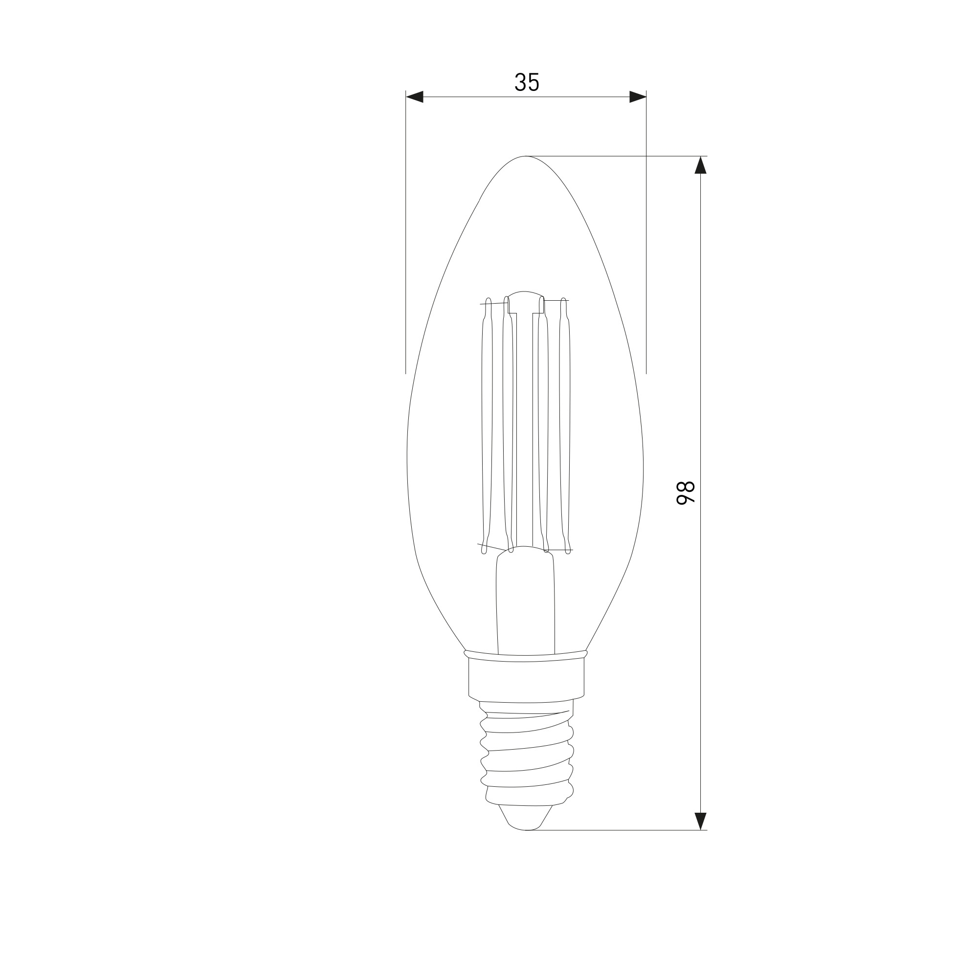 BLE1411 / Светодиодная лампа Свеча 7W 3300K E14 (C35 прозрачный)