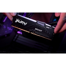 Оперативная память Kingston Fury Beast, DDR5, 64Gb (2x32Gb), 6000MHz, CL30, DIMM, с радиатором, RGb, черный