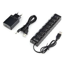 USB-концентратор Gembird UHB-U2P7-02, USB 2.0, USB 7 портов, USB/Адаптер: 5 В / 2 A
