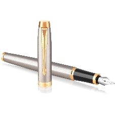 Ручка перьевая Parker IM Core F321 (CW1931649) Brushed Metal GT F сталь нержавеющая, подарочная коробка