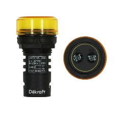 Лампа комм. ADDS 22 мм ЖЕЛТЫЙ LED 220В ЛK-22 25004DEK DEKraft