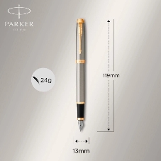 Ручка перьевая Parker IM Core F321 (CW1931649) Brushed Metal GT F сталь нержавеющая, подарочная коробка