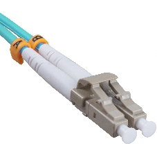 Патч-корд оптический Cabeus Tight Buffer, Duplex LC/LC, OM3 50/125, LSZH, 1м, d= 3мм, серый хвостовик, аква