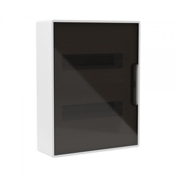 Щиток настенный DKC F24W1WD 24 мод. FRAME с тонированной дверцей с шин. PEN 2шт 8 отв. + 2шт 6 отв. бел.