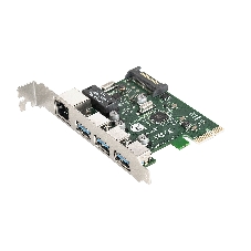 Контроллер сетевой ExeGate EXE-361 PCI-E 2.0, 3*USB 3.0 ext + LAN UTP 1000Mbps, раз.доп.пит.OEM)