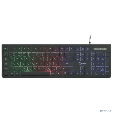 Клавиатура проводная с подсветкой Gembird KB-250L, USB, черный, 104 клавиши, подсветка Rainbow, шоколадный тип клавиш, кабель 1.5м