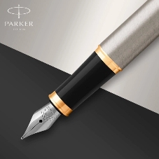 Ручка перьевая Parker IM Core F321 (CW1931649) Brushed Metal GT F сталь нержавеющая, подарочная коробка