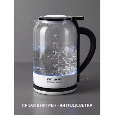 Чайник электрический Polaris PWK 1753CGL 1.7 л, 1950 Вт, белый/черный (корпус: пластик/стекло)