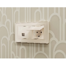 Комплект механизма компьютерной розетки ALFA Бежевый глянец RJ-45(8P8C) CAT6 с шторкой QUANT (AP3120, VM188) MA312010