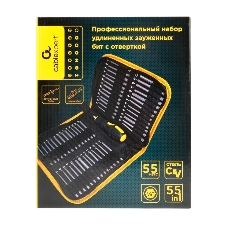 Отвертка с набором бит Cablexpert TK-SD-55L, 55 предметов, сталь CrV, биты удлиненные 75мм, быстрозажимной патрон, текстильный чехол