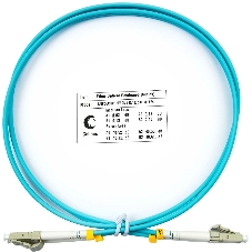 Патч-корд оптический Cabeus Tight Buffer, Duplex LC/LC, OM3 50/125, LSZH, 1м, d= 3мм, серый хвостовик, аква