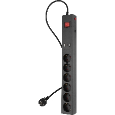 Сетевой фильтр Buro 600SE-1.8-USB-B 1.8м (6 розеток) черный (коробка)