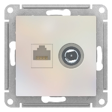 Розетка телевизионная +комп двойная RJ45+TV, кат.5E, механизм ATN000489 Schneider Electric Жемчуг