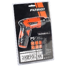 Отвертка аккумуляторная PATRIOT PS 136Li Li-Ion, 3.6 В/1,5 Ач, Реверс, 200 об/мин, 3,5 Нм, патрон: НЕХ 1/4