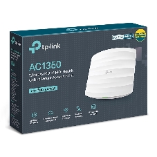 Точка доступа AC1350 Wireless MU-MIMO Gigabit Ceiling Mount Access Point, 450Mbps at 2.4GHz + 867Mbps at 5GHz, 802.11a/b/g/n/ac wave 2, Beamforming, Airtime Fairness, MU-MIMO, 802.3af Standard PoE and Passive PoE (Passive POE Adapter included), no more DC power supply, 1 10/100/1000Mbps hidden LAN port, Centralized Management, Captive Portal, Load Balance, Multi-SSID, WMM, Rogue AP Detection, internal omni-directional Antenna 2.4GHz: 3x4dBi, 5GHz: 2x5dBi