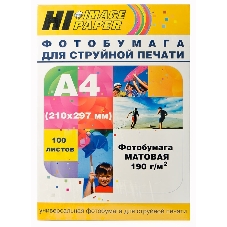 Фотобумага матовая односторонняя (Hi-image paper) A4, 190 г/м, 100 л.