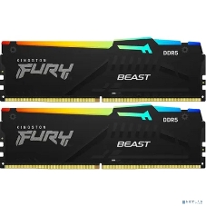 Оперативная память Kingston Fury Beast, DDR5, 64Gb (2x32Gb), 6000MHz, CL36, DIMM, с радиаторами, RGB, черный