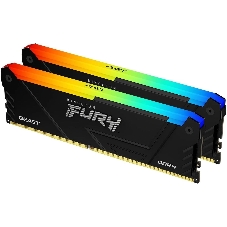 Оперативная память Kingston Fury Beast, DDR4, 64GB (2x32GB), 3200MHz, CL16, DIMM, с радиатором, RGB, черный