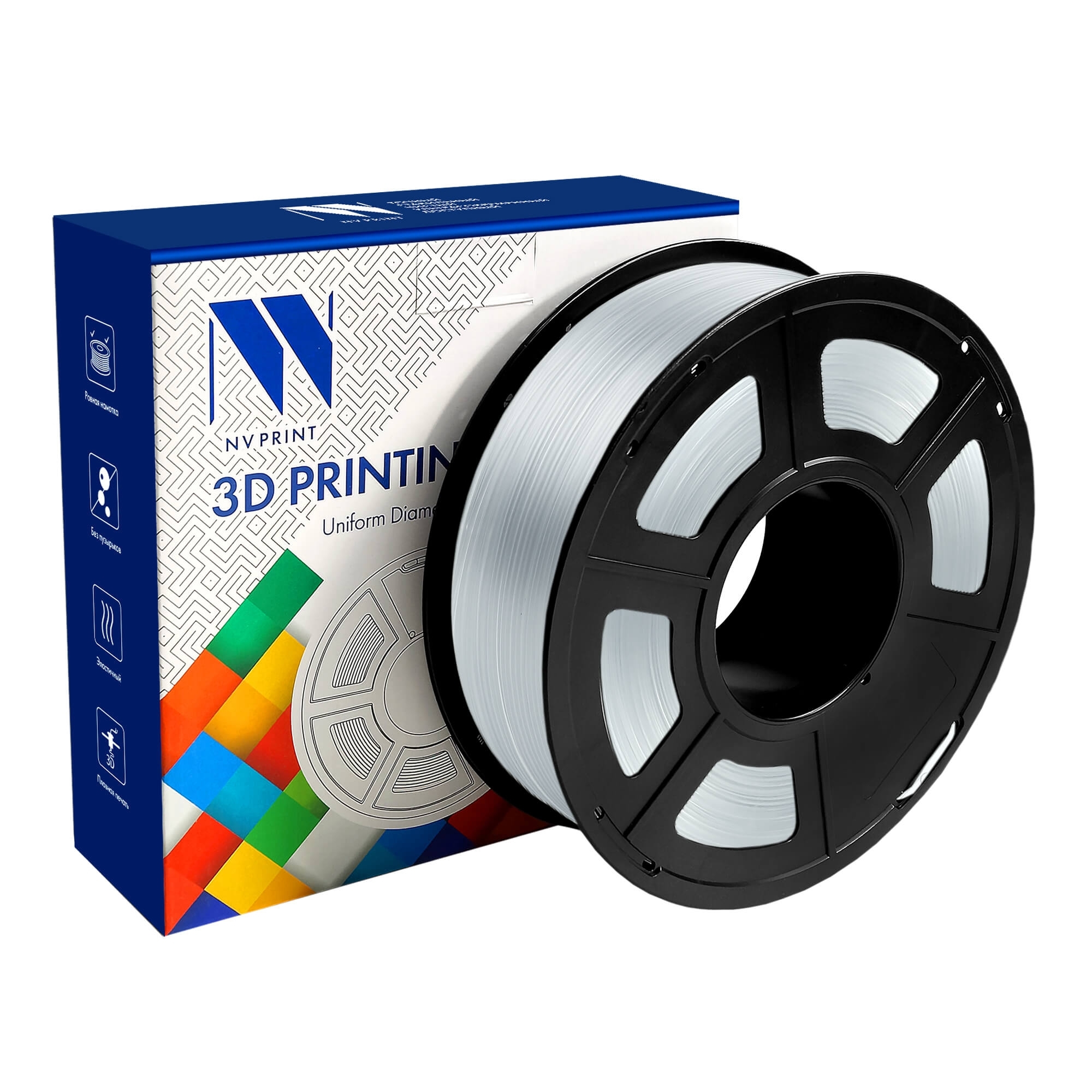 Филамент NV PRINT PC (поликарбонат) бесцветный для 3D печати диаметр 1.75мм масса 1 кг