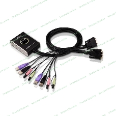 Переключатель KVM ATEN (CS682-AT) KVM+Audio, 1 user USB+DVI-D => 2 cpu USB+DVI-D, со встр.шнурами USB+Audio 2x1.2м., 1920x1200, настол., исп.стандарт.
