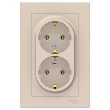 Розетка 2-м AtlasDesign с заземл. 16А в сборе беж. SchE ATN000224